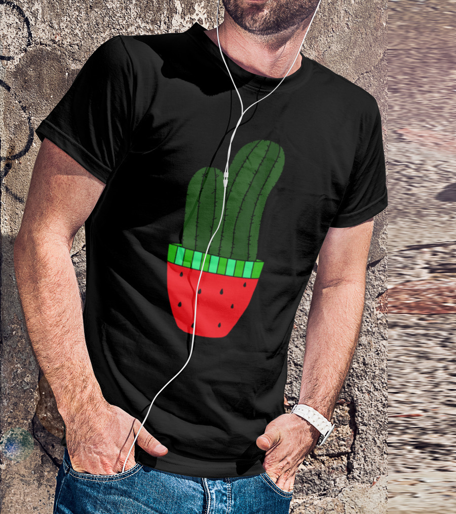 Watermelon Cactus Planter With Cucumber Cacti T-Shirt