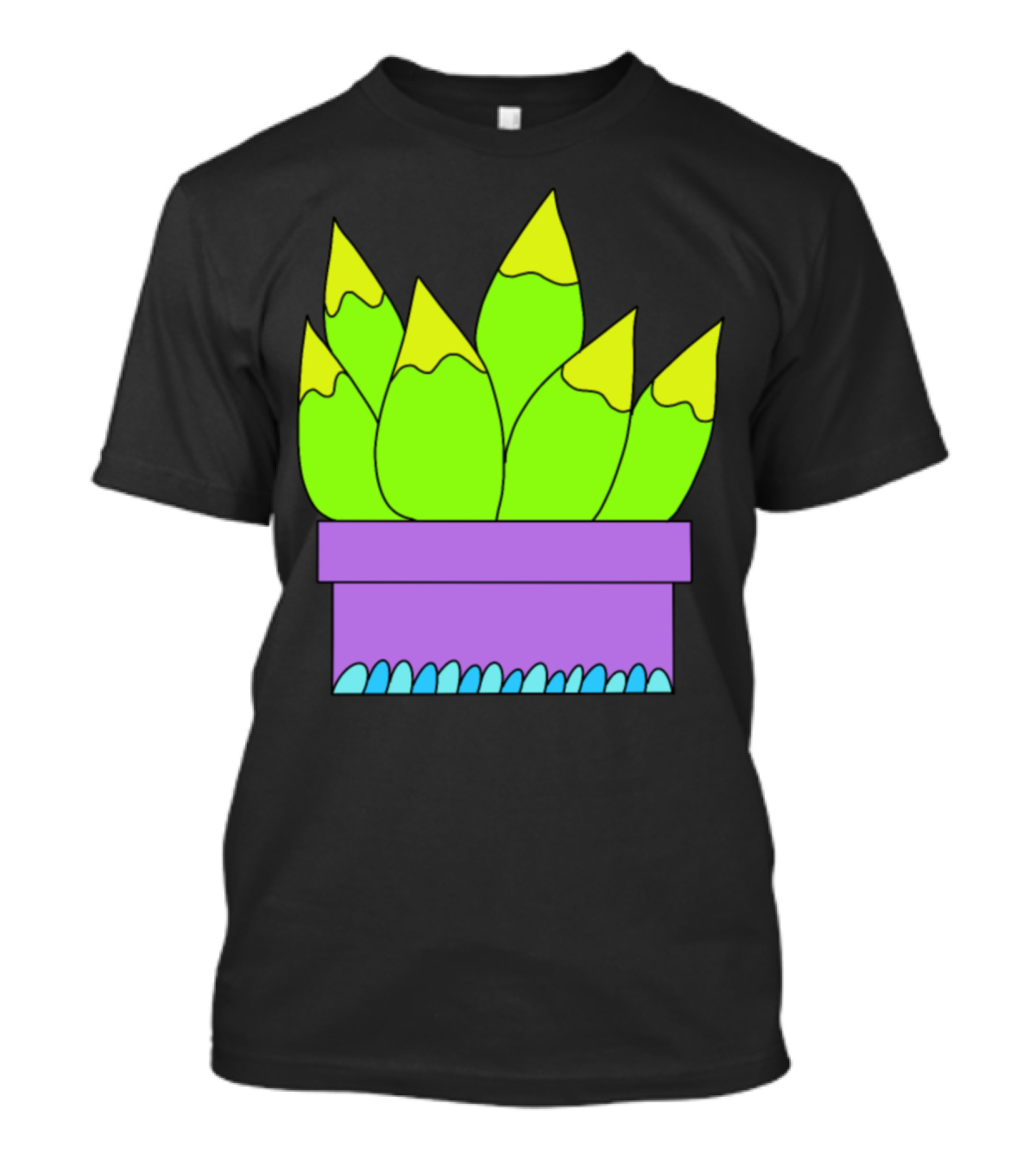 Yellow Green Succulents In Purple Planter T-Shirt