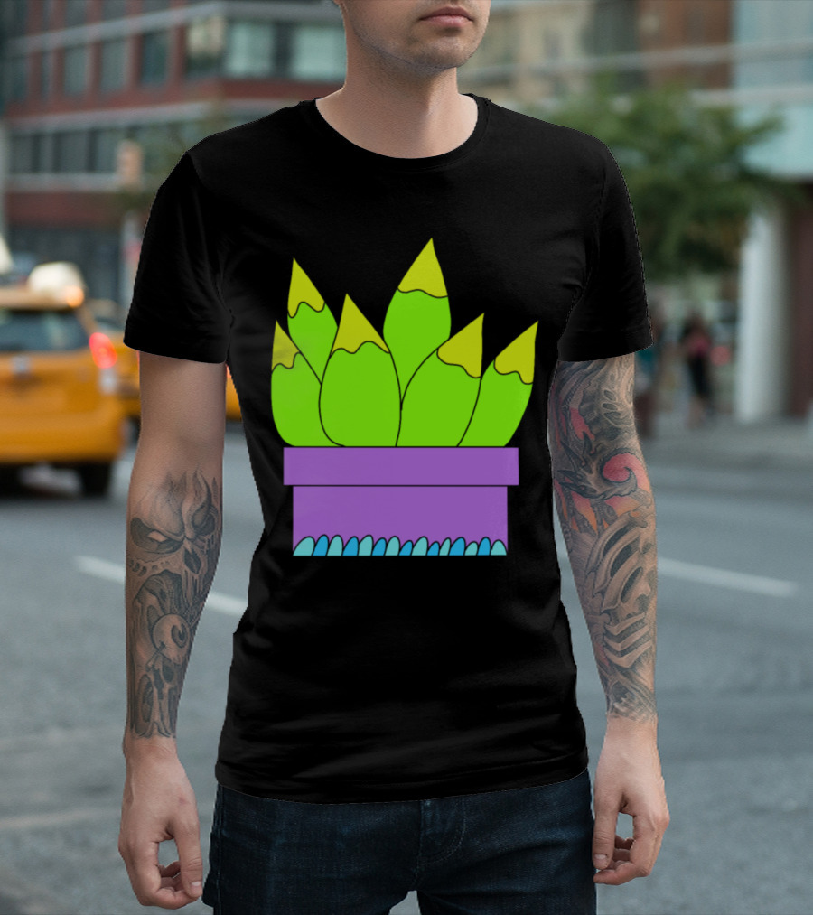Yellow Green Succulents In Purple Planter T-Shirt