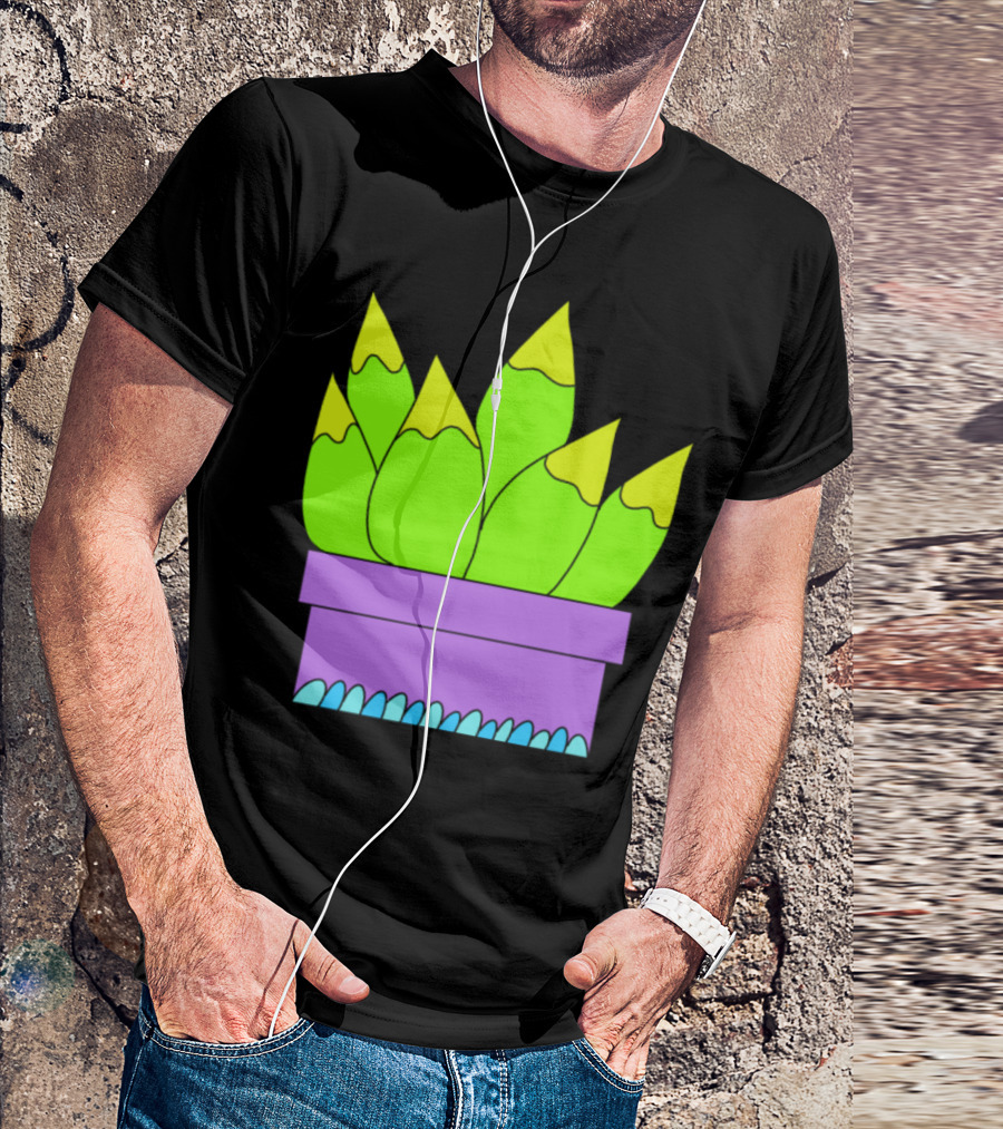 Yellow Green Succulents In Purple Planter T-Shirt