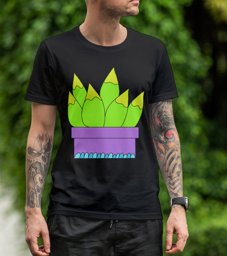 Yellow Green Succulents In Purple Planter T-Shirt