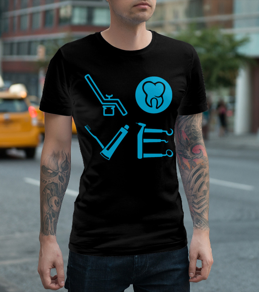 Dentist Dental Assistant Dentistry Love Toothbrush Dental Tools Iconic Symbols T-Shirt