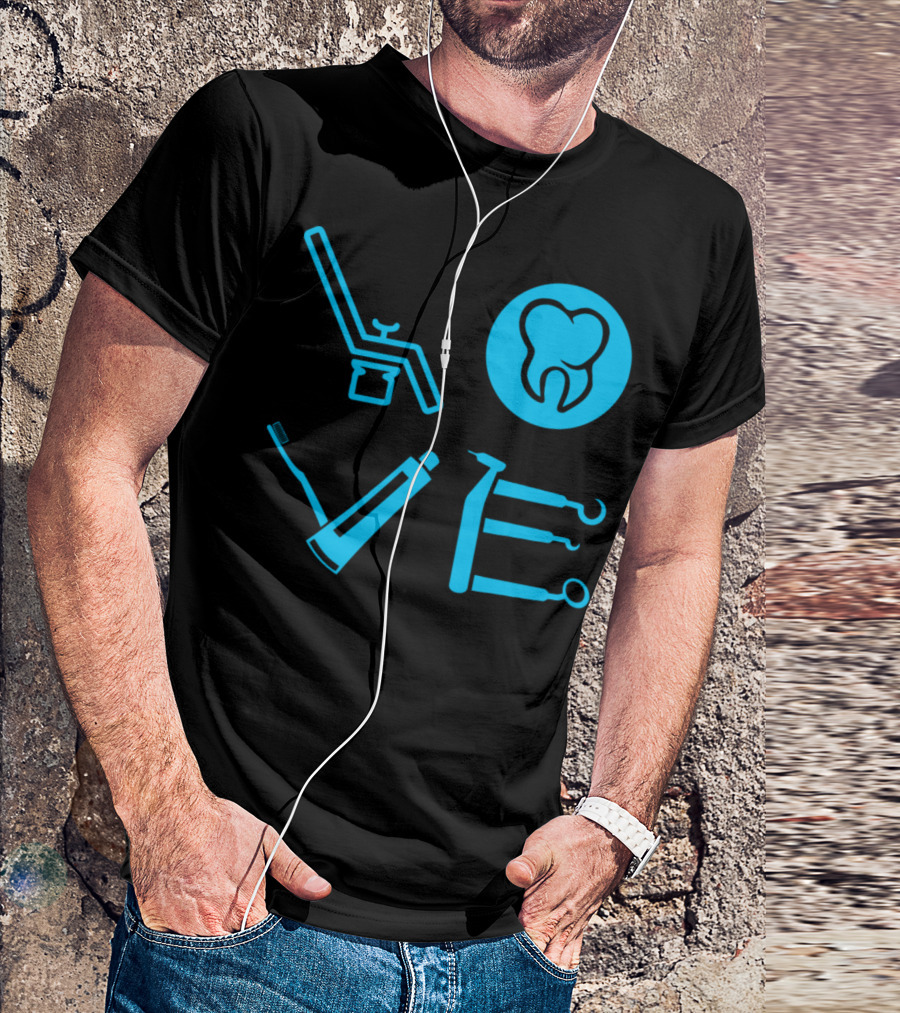 Dentist Dental Assistant Dentistry Love Toothbrush Dental Tools Iconic Symbols T-Shirt
