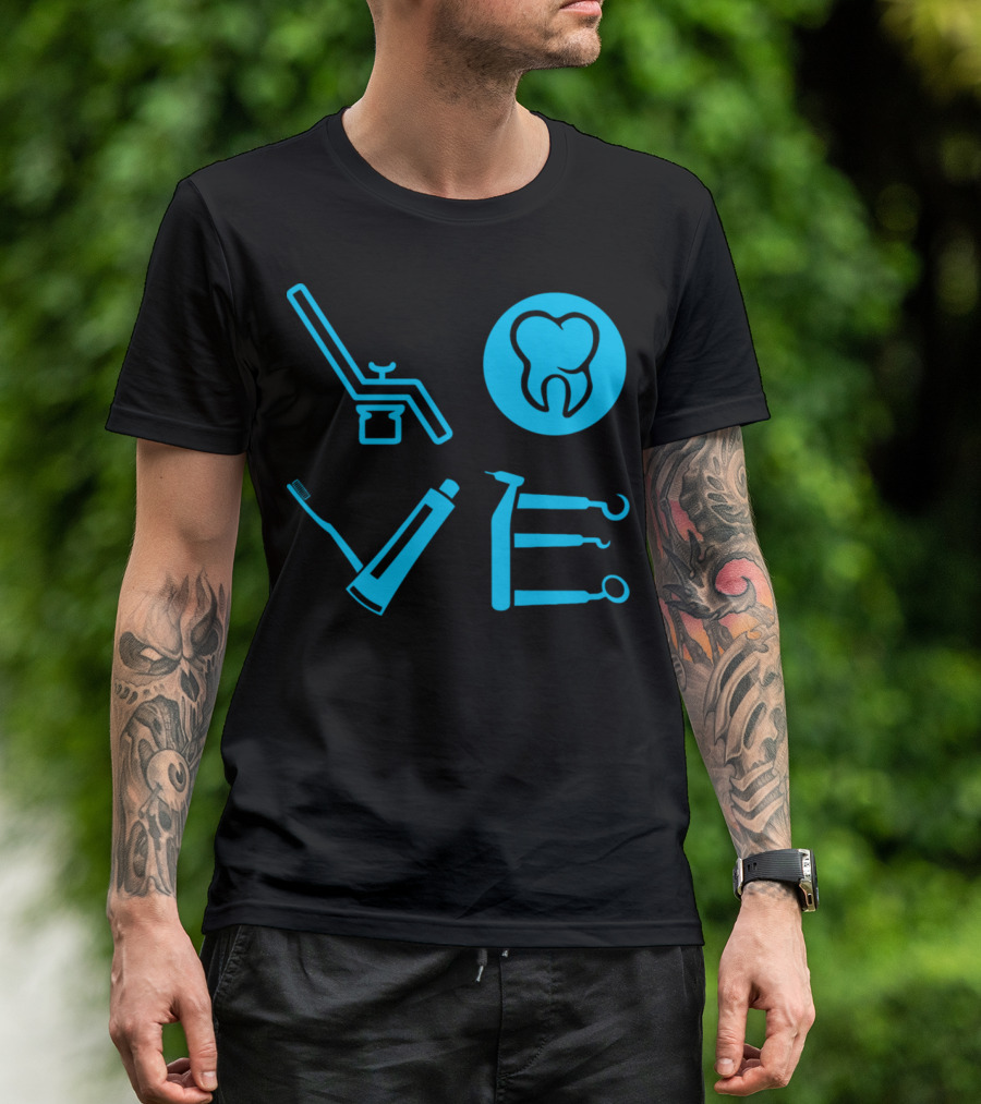 Dentist Dental Assistant Dentistry Love Toothbrush Dental Tools Iconic Symbols T-Shirt