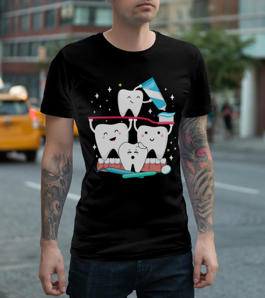 Mens Funny Toothpaste Dentist Happy Teeth T-Shirt