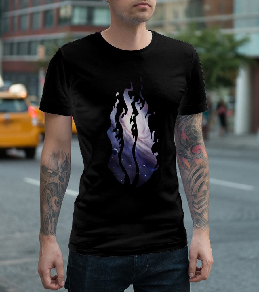 Preston The Galaxy Fire Flames Cosmic T-Shirt