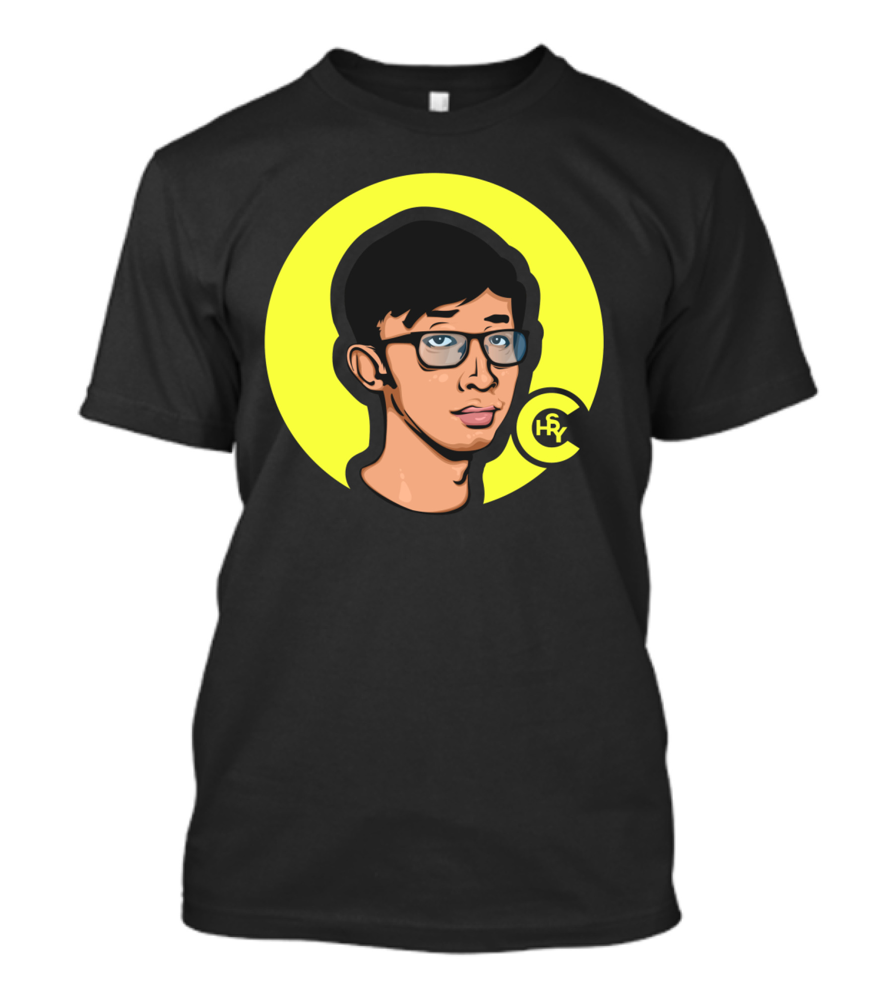 Paolul HRY Digital Cartoon Portrait With Glasses T-Shirt