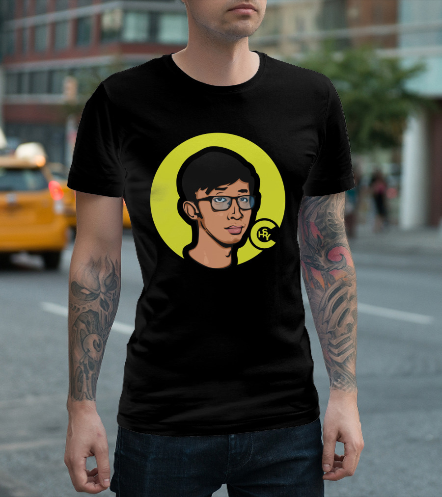 Paolul HRY Digital Cartoon Portrait With Glasses T-Shirt