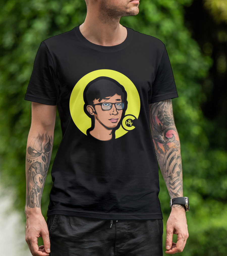 Paolul HRY Digital Cartoon Portrait With Glasses T-Shirt