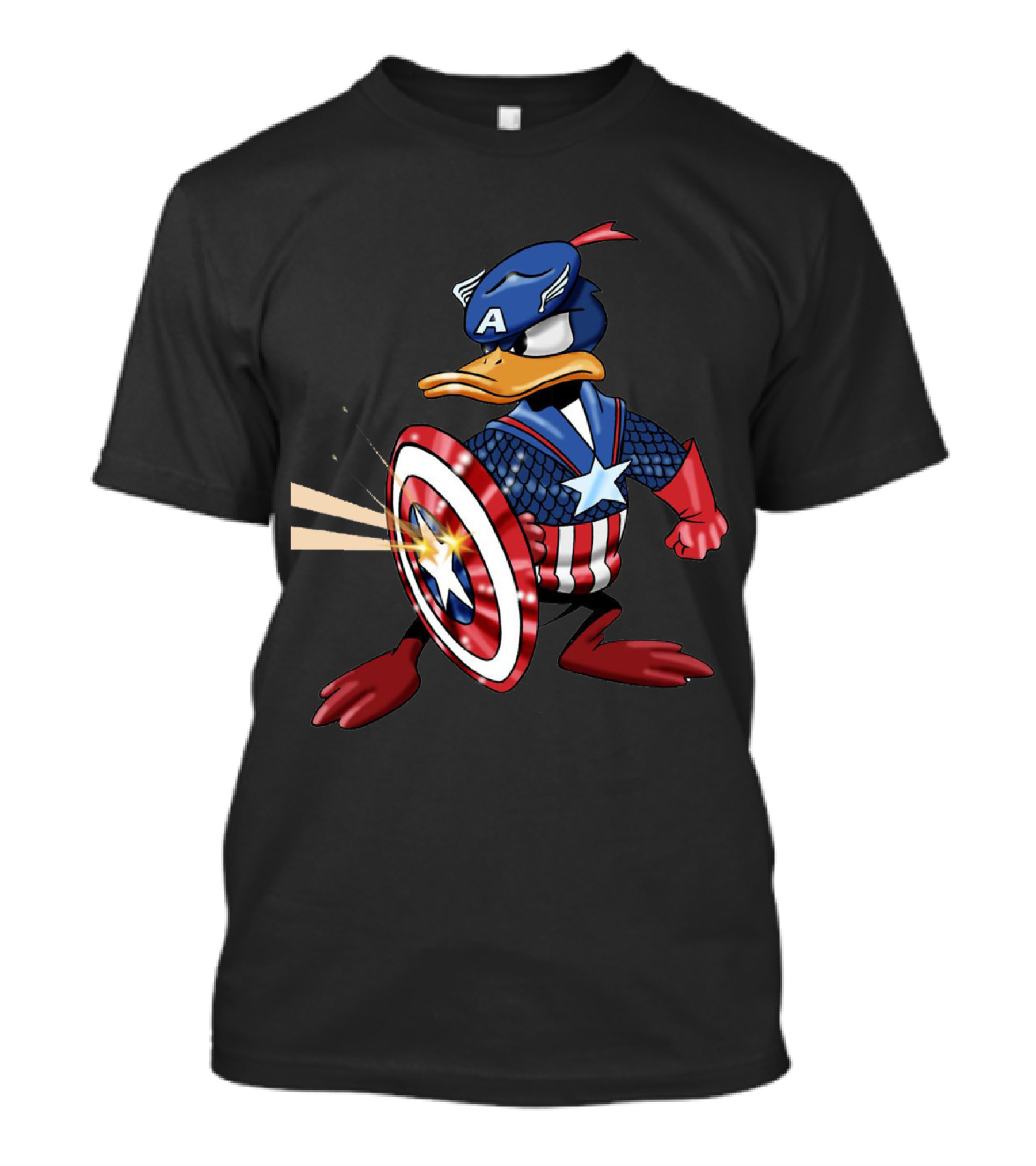 Donald Duck As Captain America Shield Stars Stripes T-Shirt