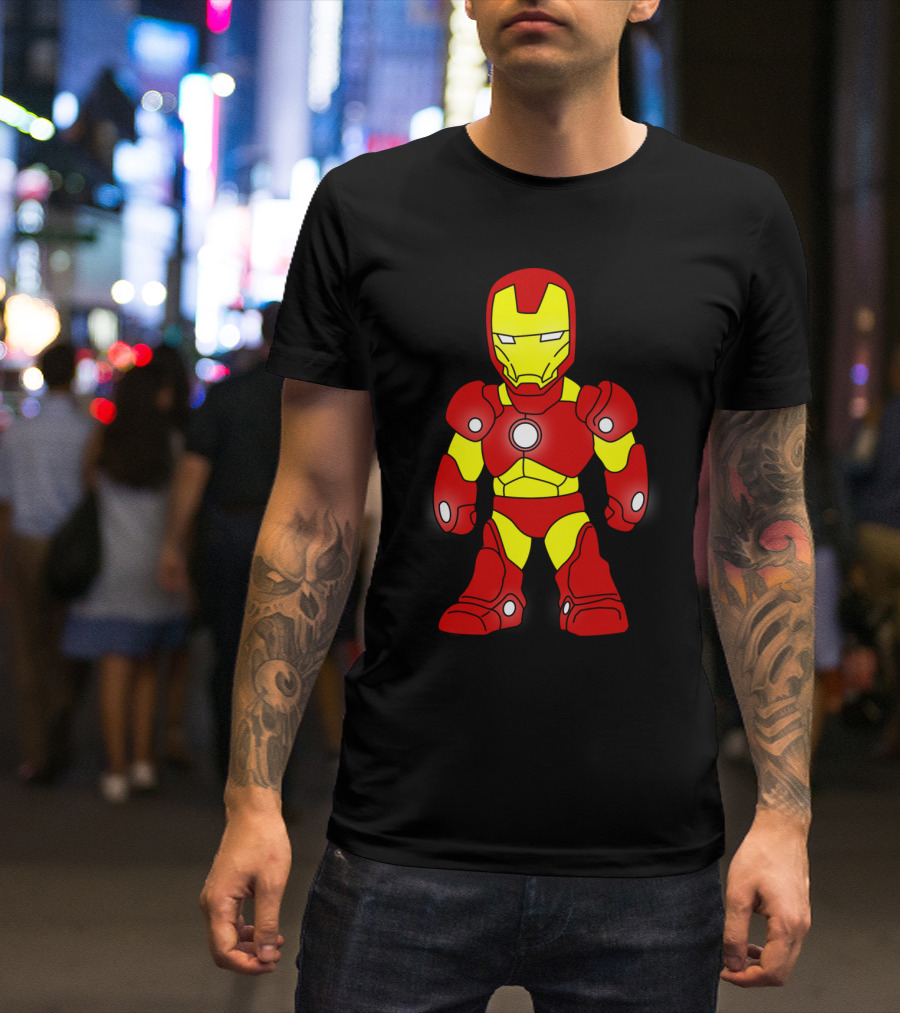 Iron Man Chibi Character In Red And Yellow Suit T-Shirt
