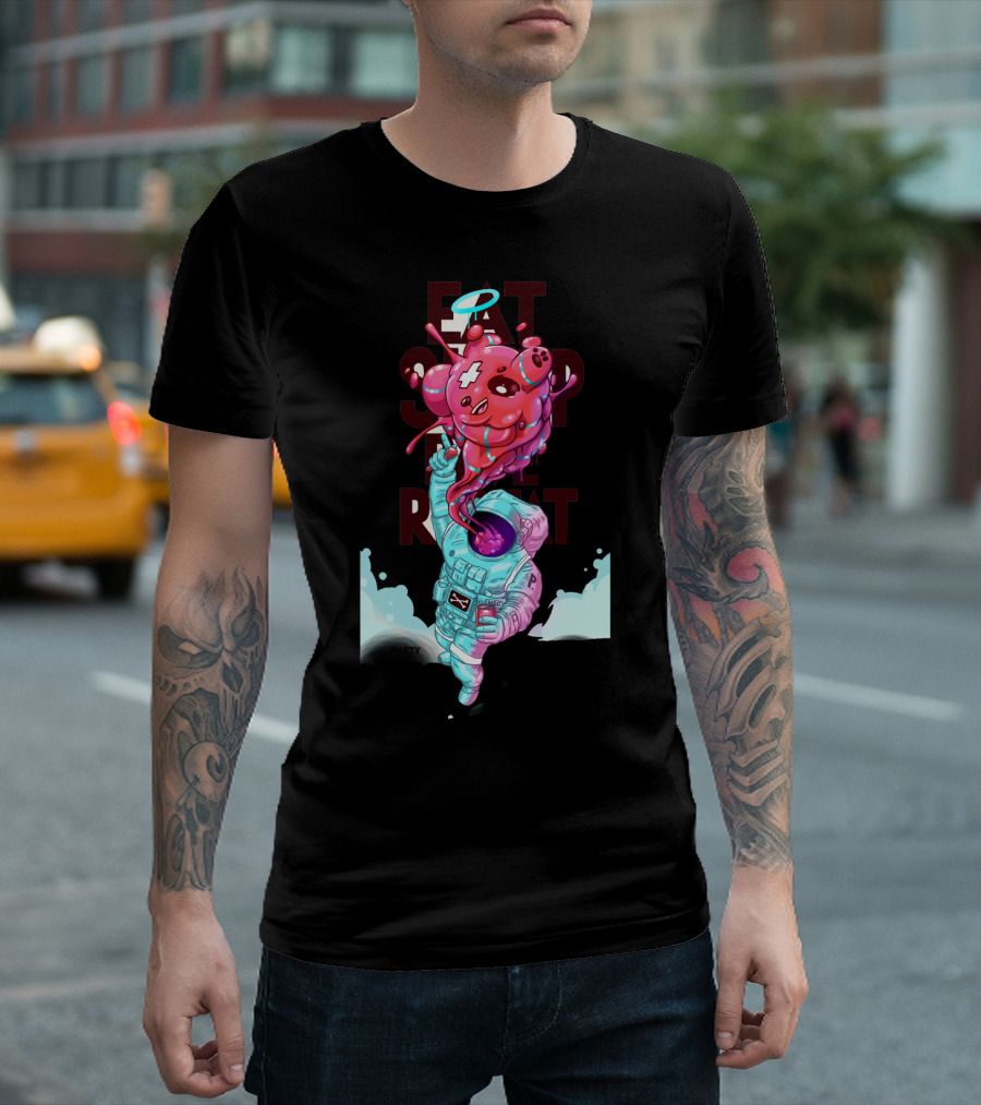 EAT SLEEP REPEAT Astronaut Visual Arts Graffiti Monsters T-Shirt