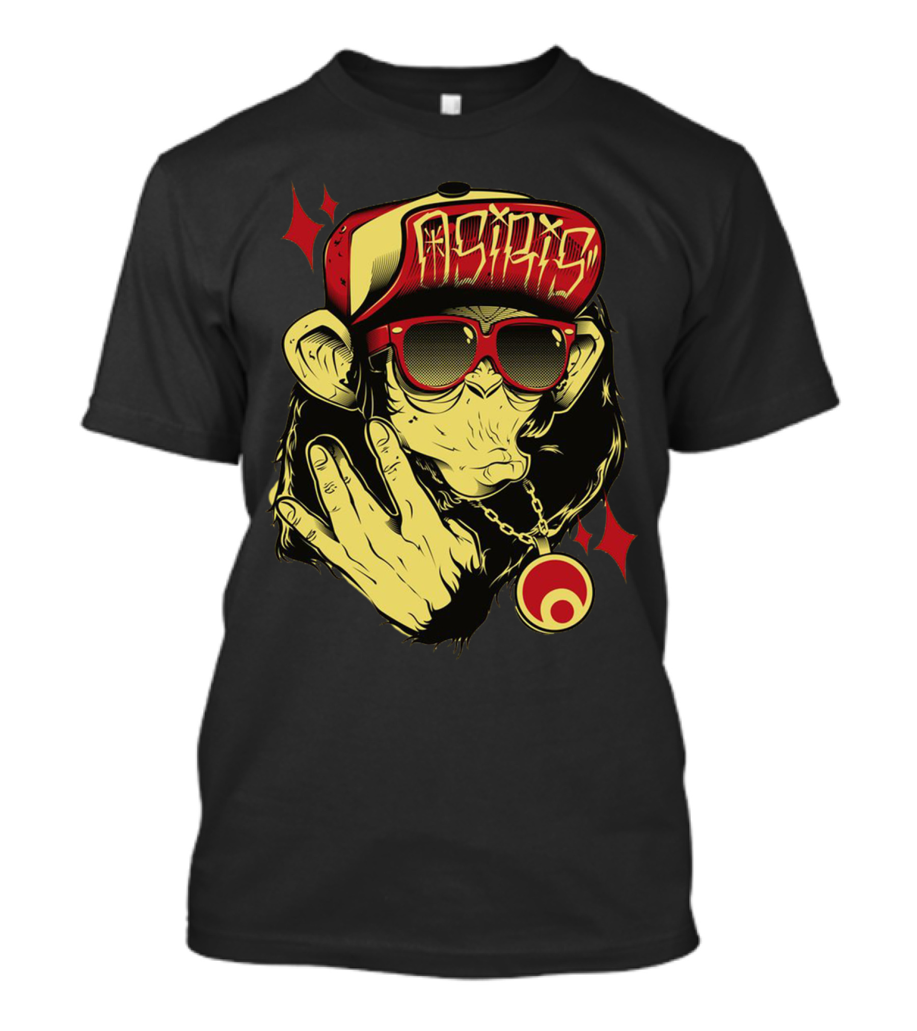 Yellow And Red Monkey In Osiris Hat Hip Hop Graffiti T-Shirt
