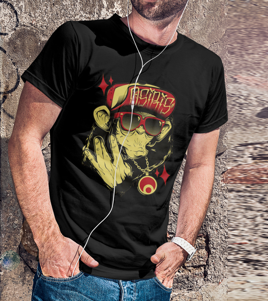 Yellow And Red Monkey In Osiris Hat Hip Hop Graffiti T-Shirt