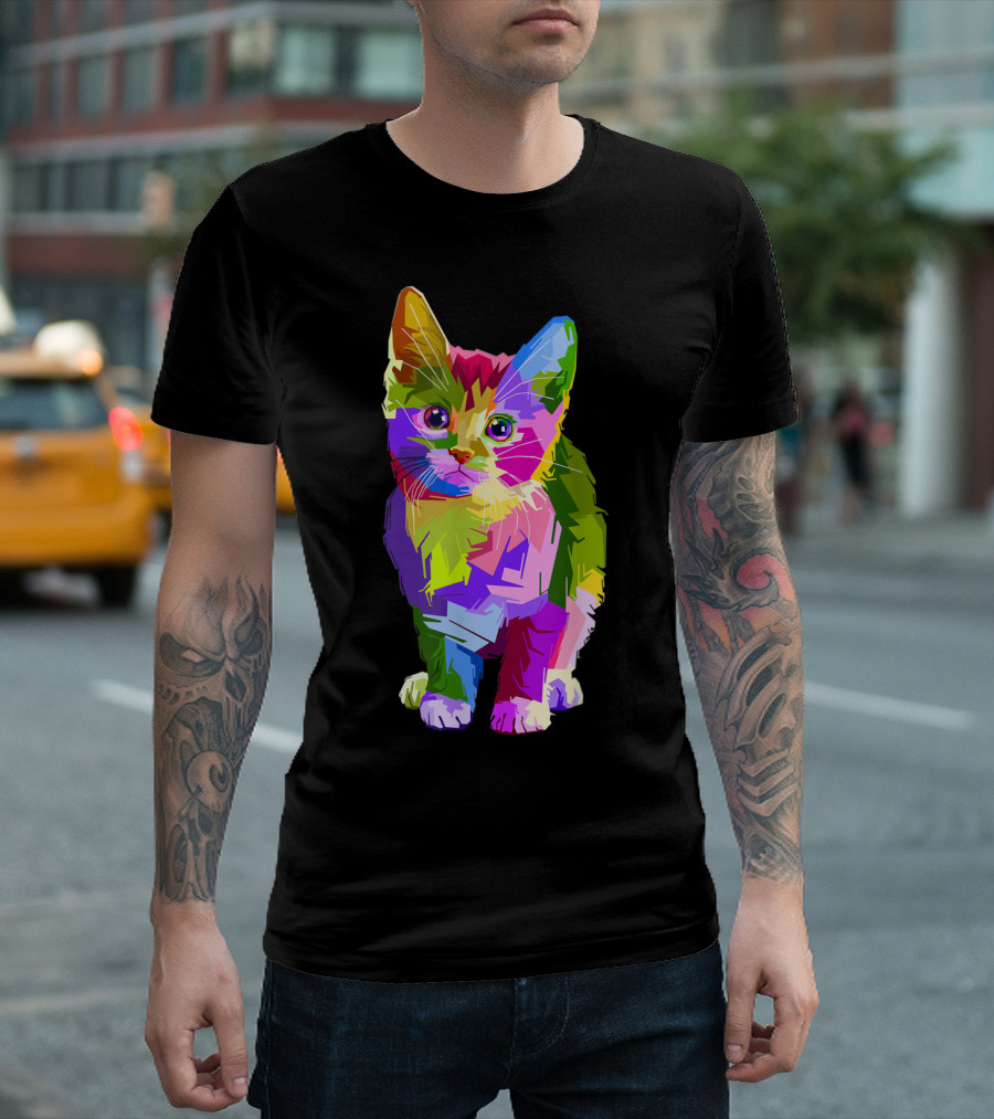 Kitten Lovers Cat Love Colorful Pop Art Feline T-Shirt