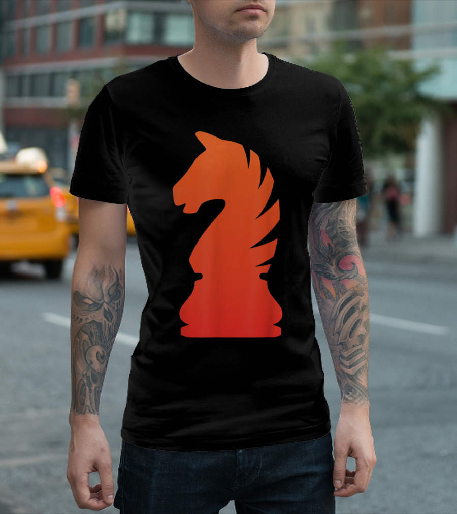 Knight Chess Piece Gradient Orange T-Shirt
