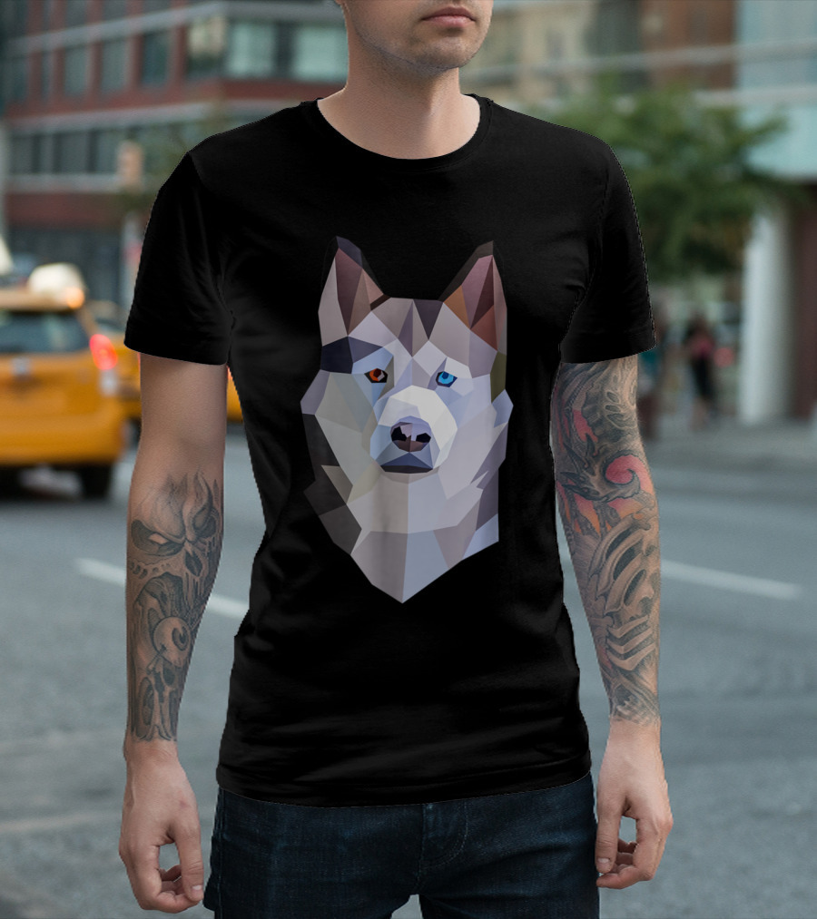 Siberian Husky Dog Low Poly T-Shirt