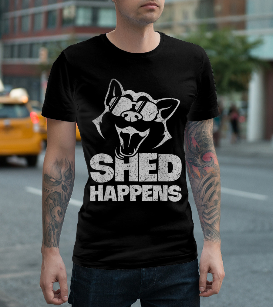 Shed Happens Siberian Husky with Sunglasses T-Shirt