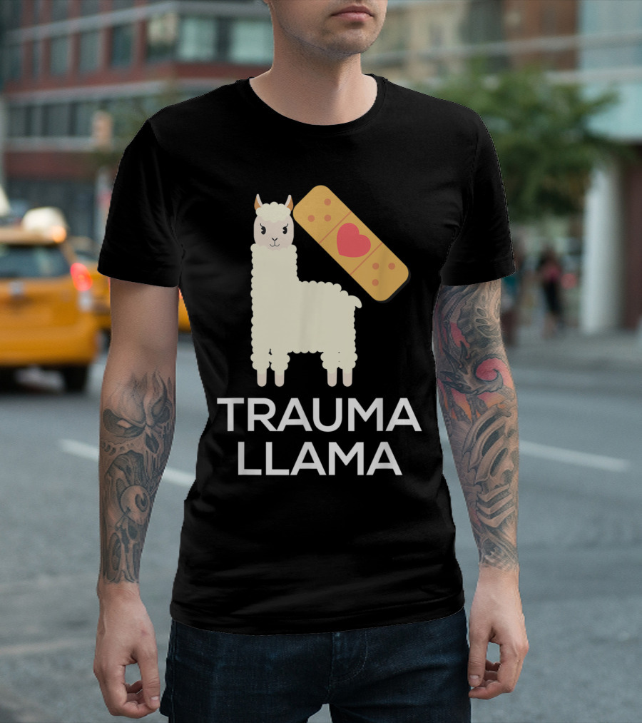 Trauma Llama Nurse EMS ER Appreciation with Bandage Heart T-Shirt