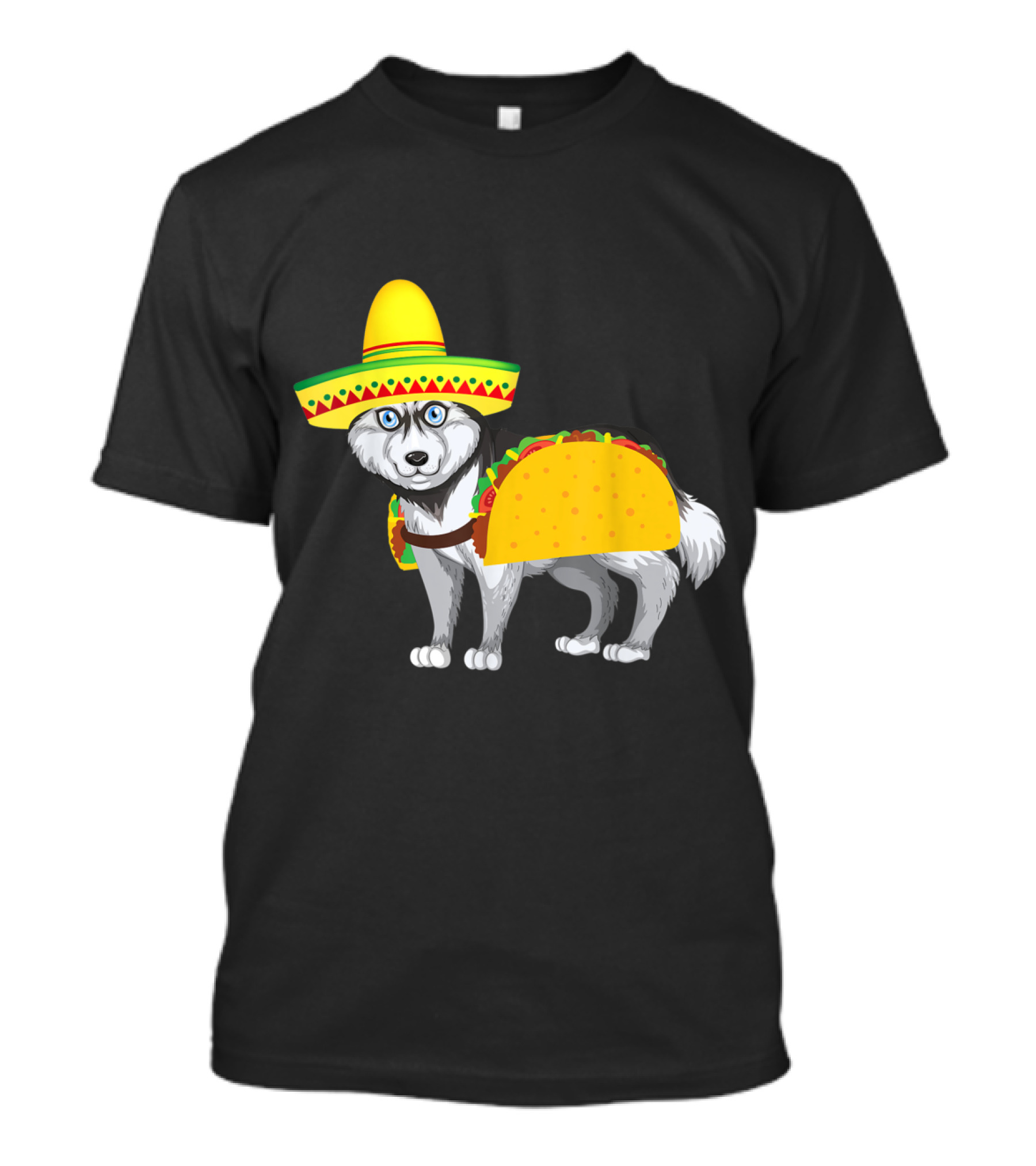 Siberian Husky Wearing Taco Costume With Sombrero For Mexican Cinco T-Shirt