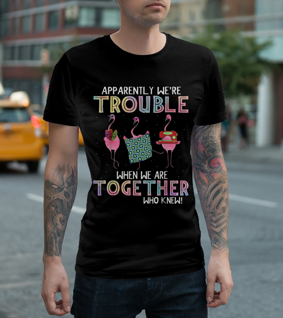 Apparently We're Trouble When We Are Together Who Knew Flamingos T-Shirt