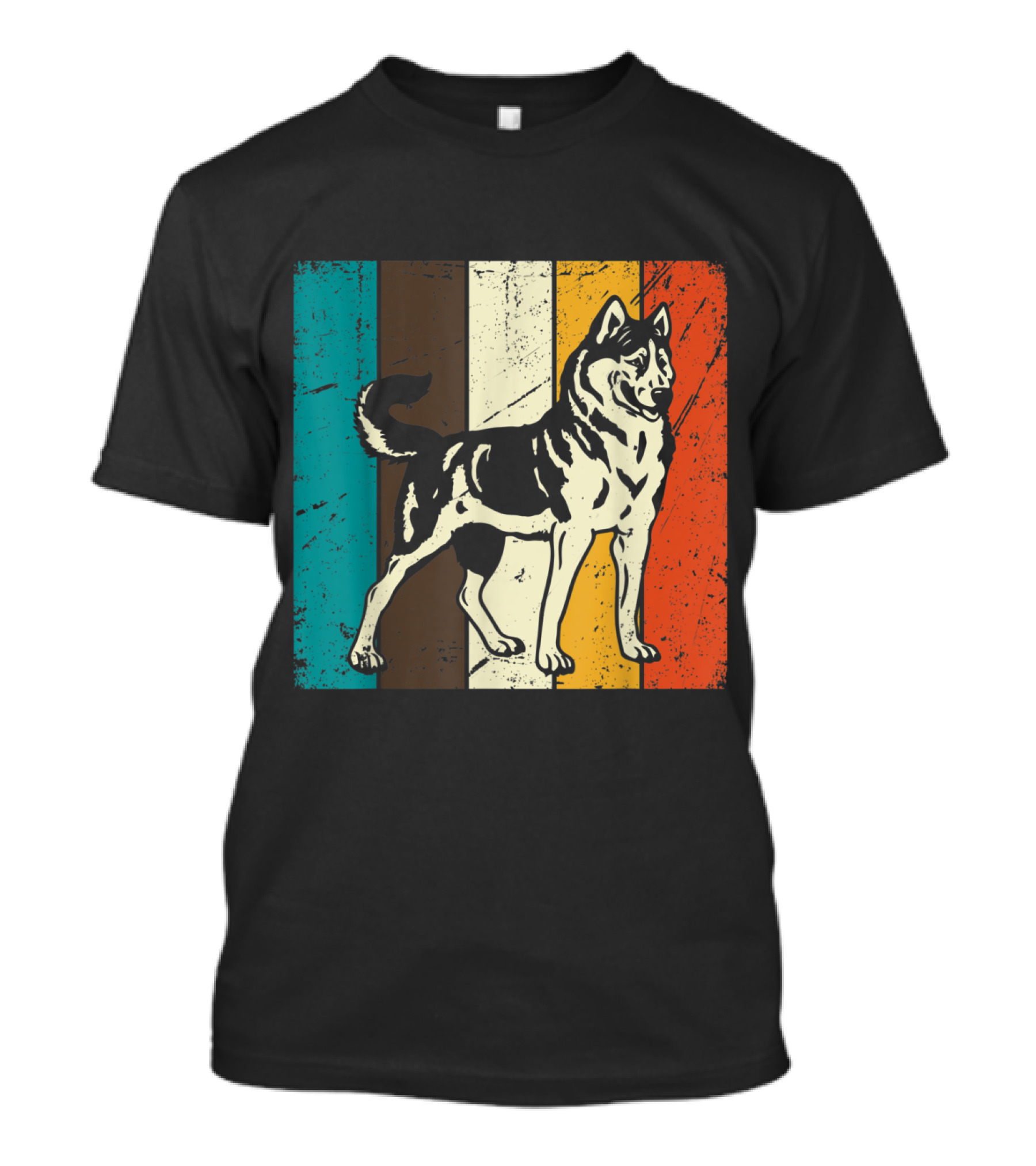 Siberian Husky Retro Stripes Vintage Siberian T-Shirt