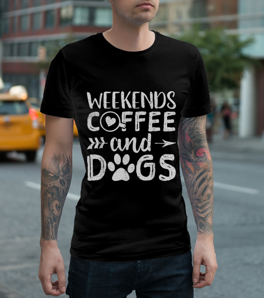 Weekends Coffee And Dogs Arrow Pawprint T-Shirt