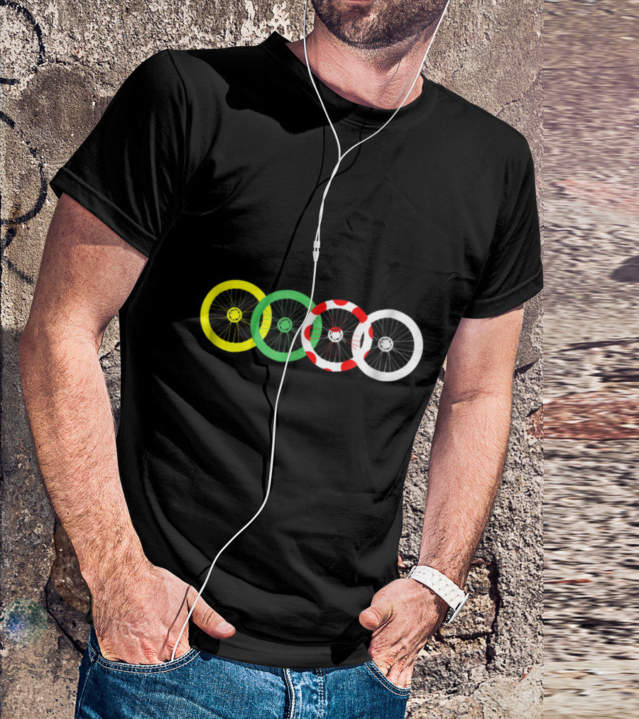 Tour France Cycling Iconic Jersey Colors Bicycle Wheels T-Shirt