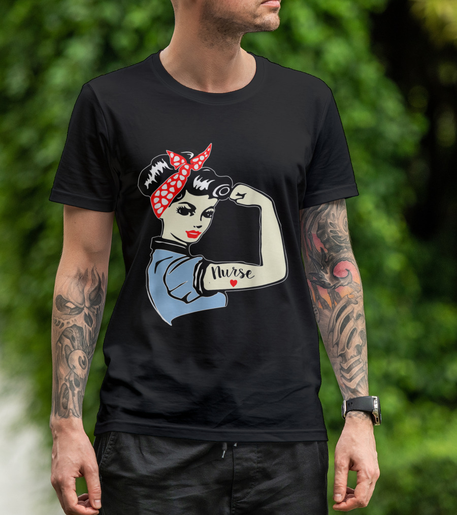 Nurse Strong Woman Warrior Love Nursing Empowerment Classic Rosie Riveter T-Shirt