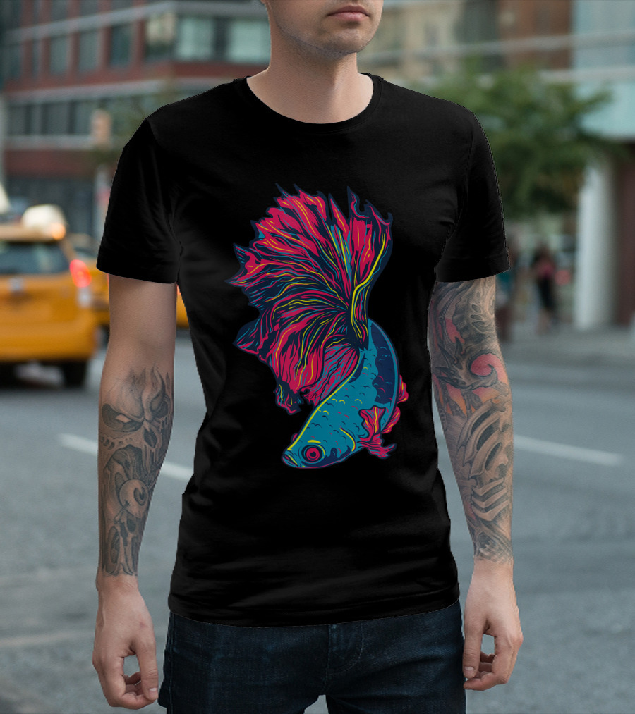 Siamese Betta Fish Vibrant Colorful Artwork Exo T-Shirt