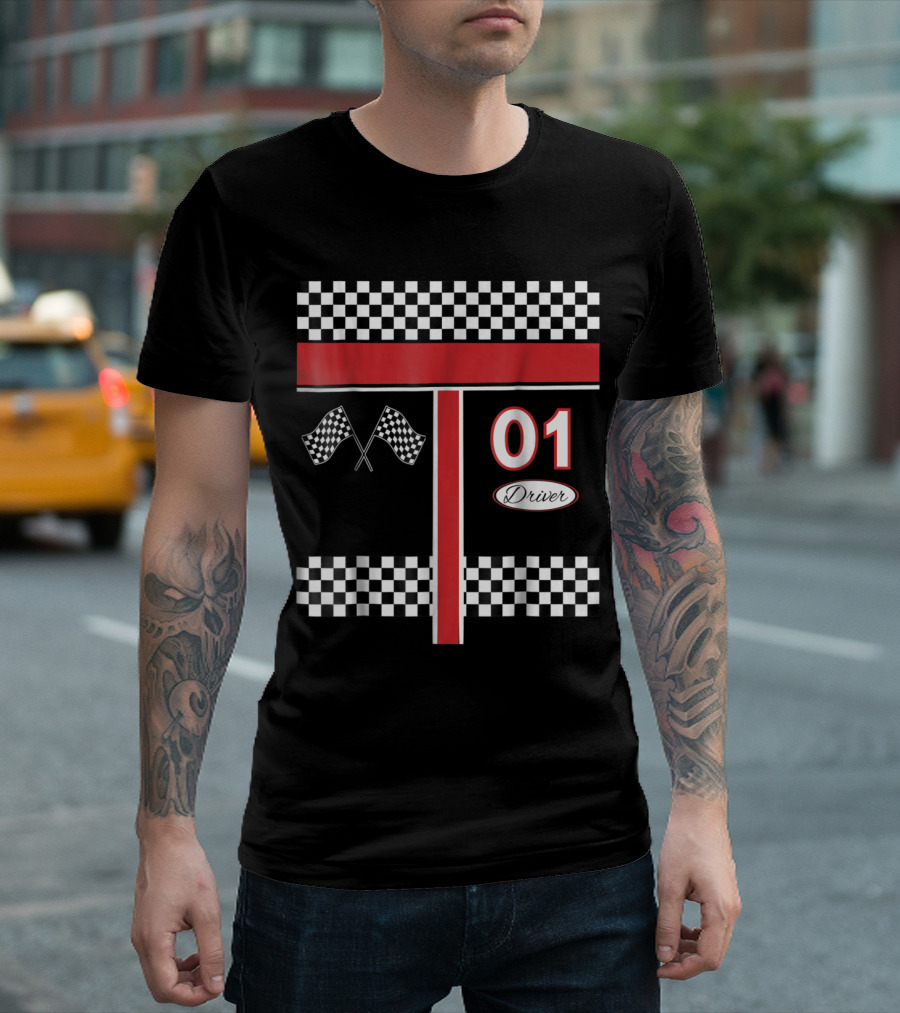 Checkered Flag 01 Driver Racing T-Shirt