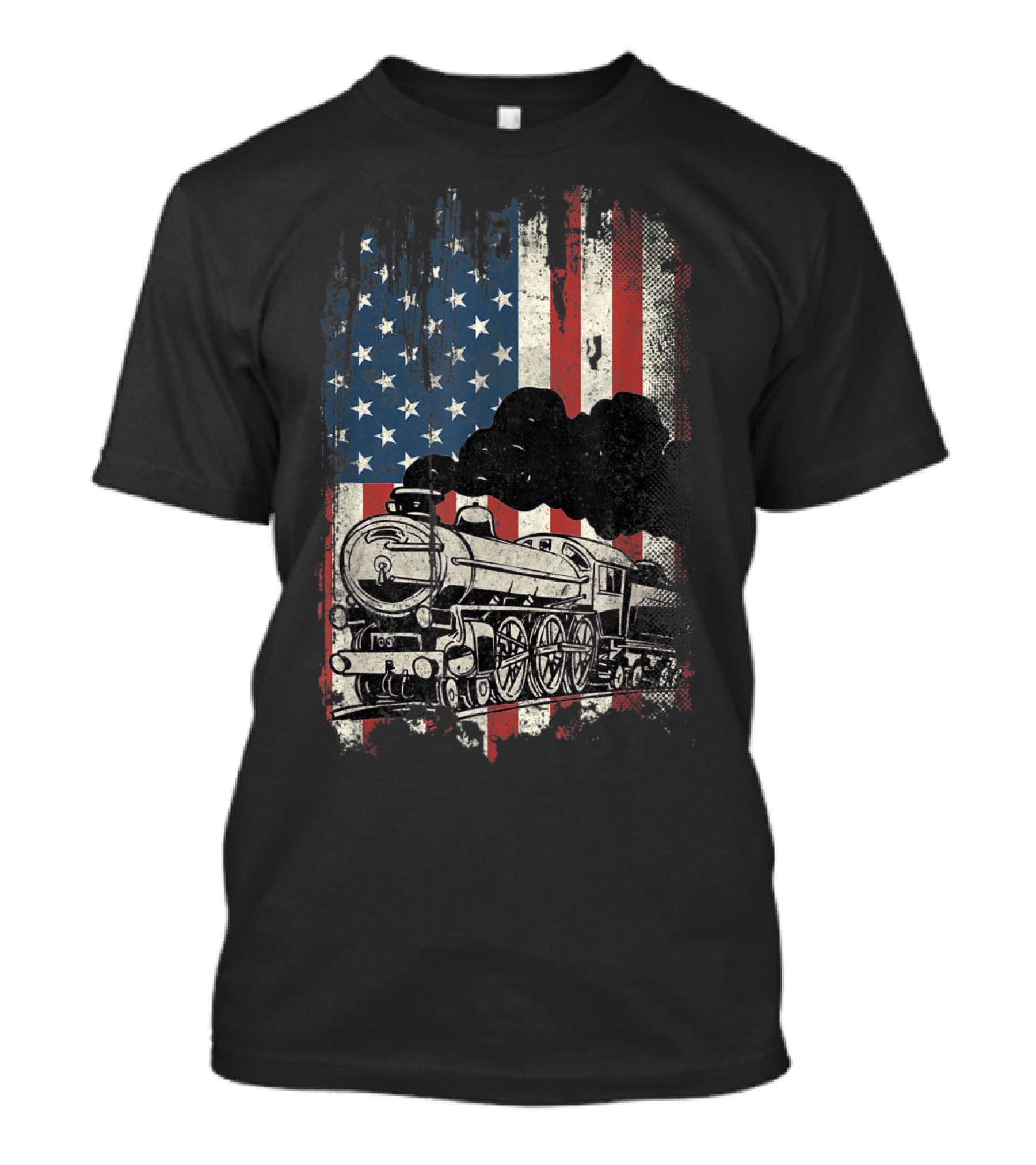 American Flag Train With Vintage T-Shirt