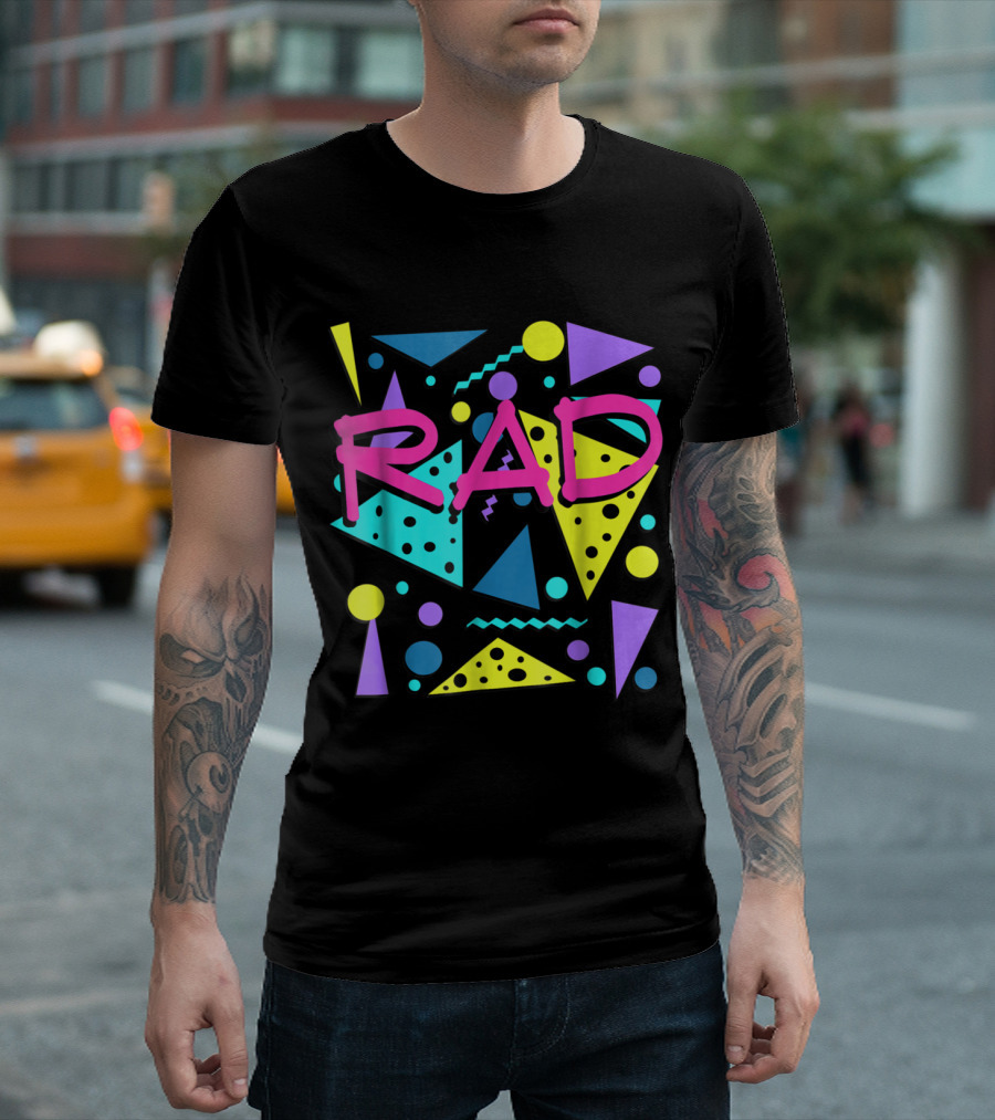 Bright Rad 1980s Vintage Eighties Geometric Neon T-Shirt