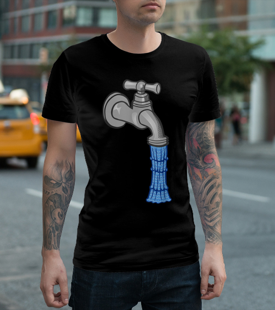 Faucet With Running Water Plumbing Concept T-Shirt