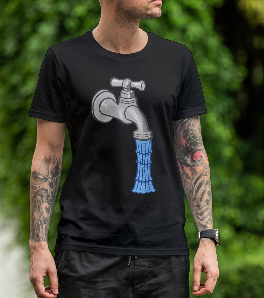 Faucet With Running Water Plumbing Concept T-Shirt