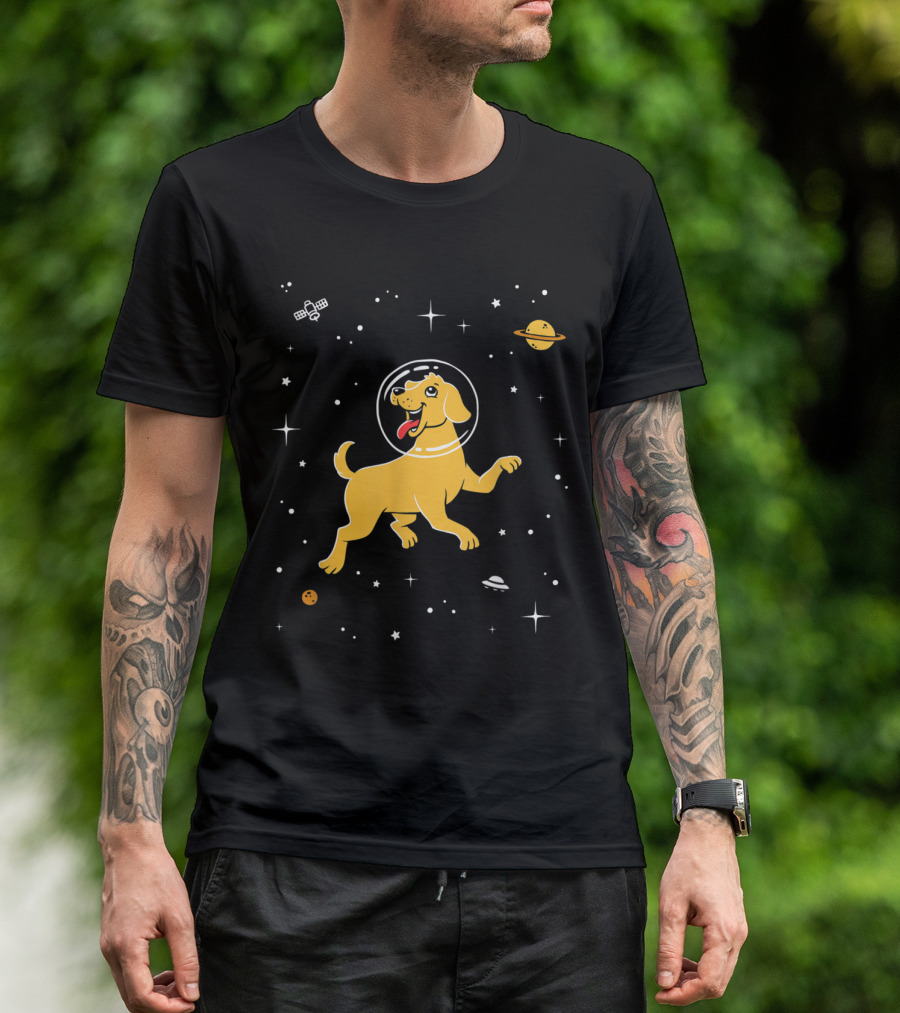Labrador Exploring Outer Space With Stars And Planets T-Shirt