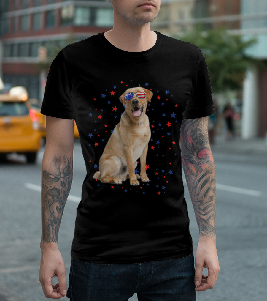 Labrador Americ Labrador Merica Sunglasses Stars Dog T-Shirt
