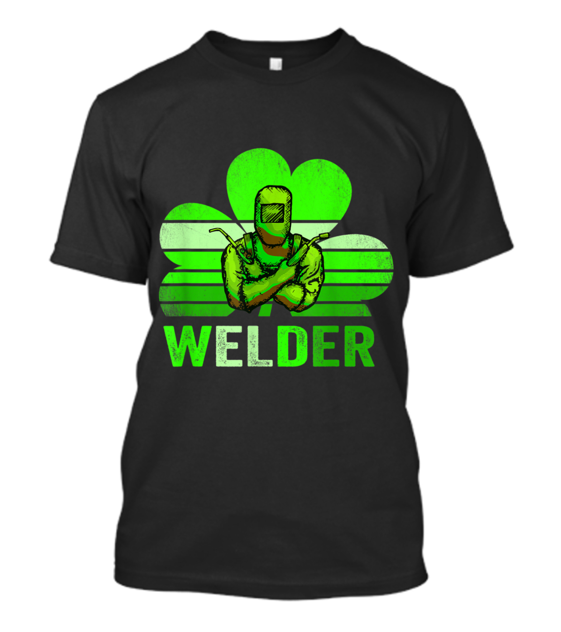 Welder Shamrock Green Welding Mask And Gloves Irish T-Shirt