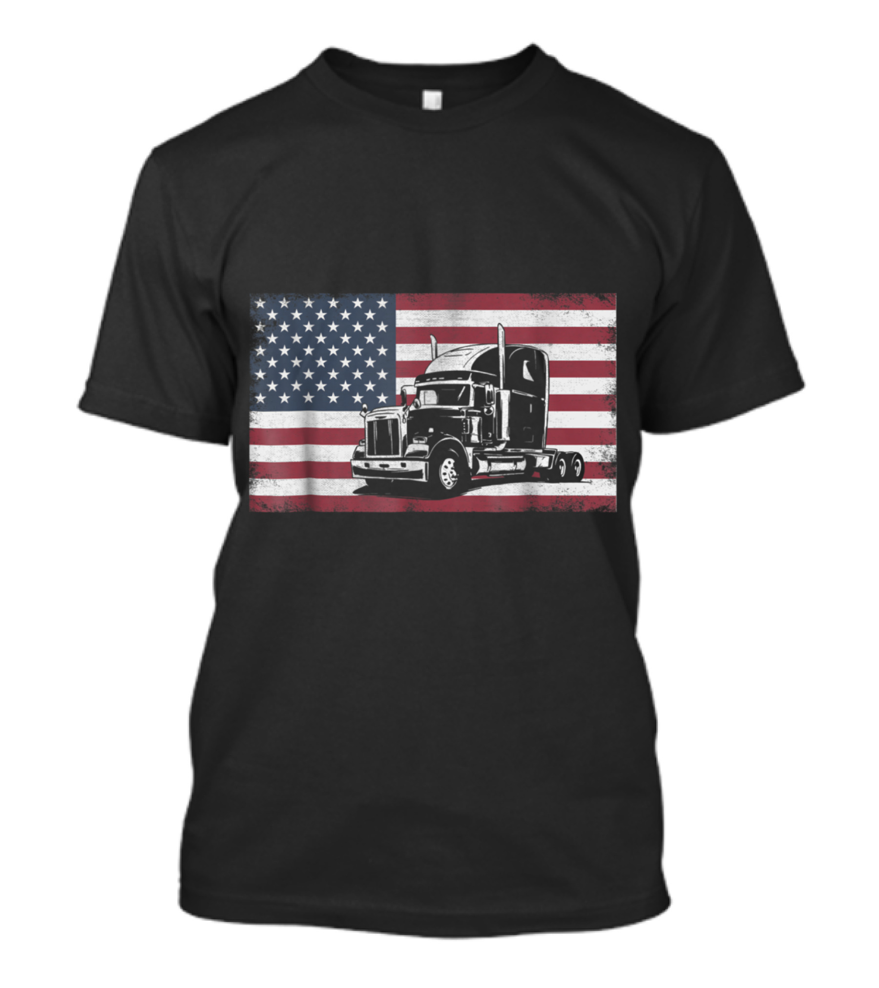 American Flag Semi Truck Patriotic T-Shirt