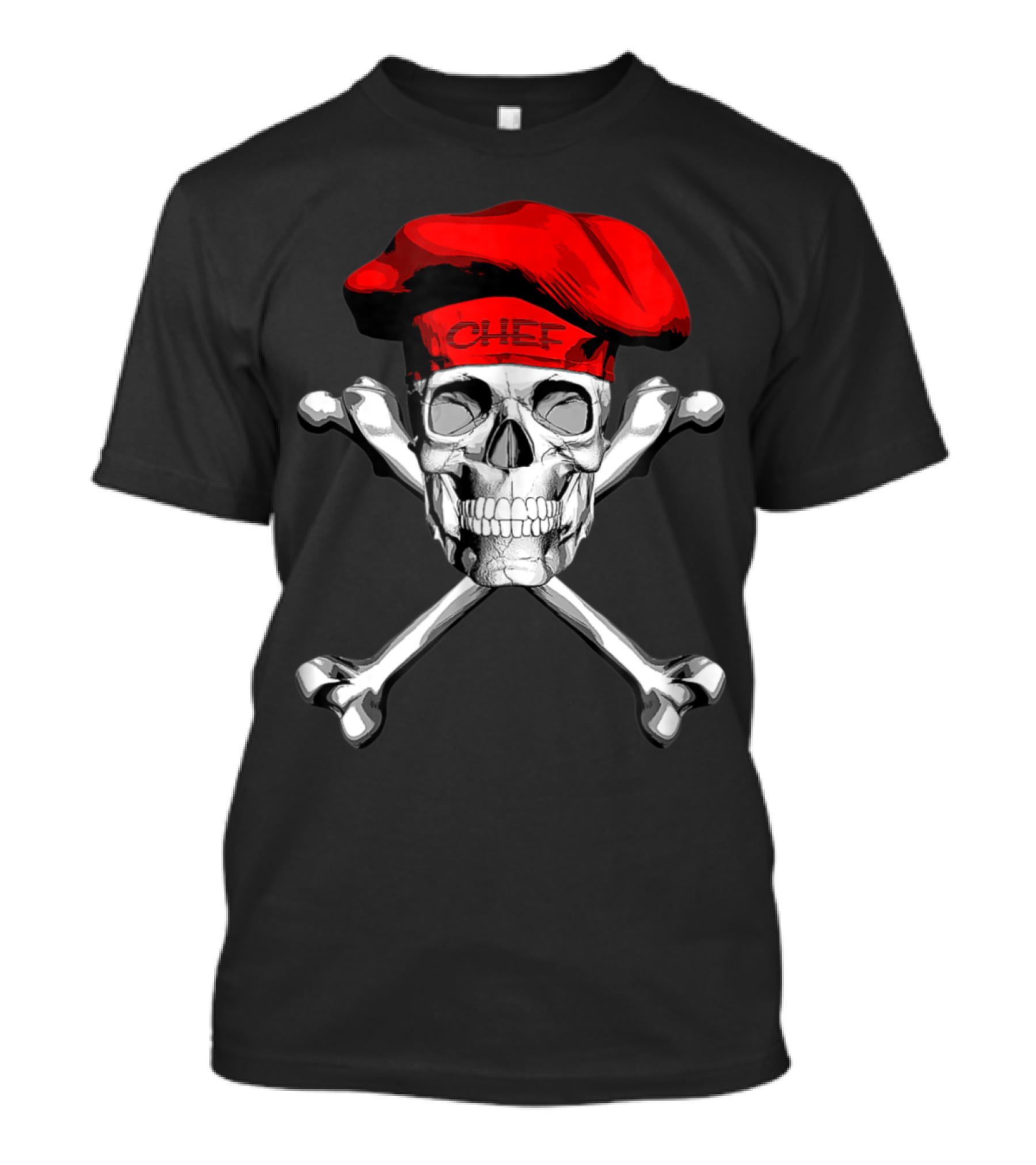 Skull With Crossbones And Red Chef Hat T-Shirt