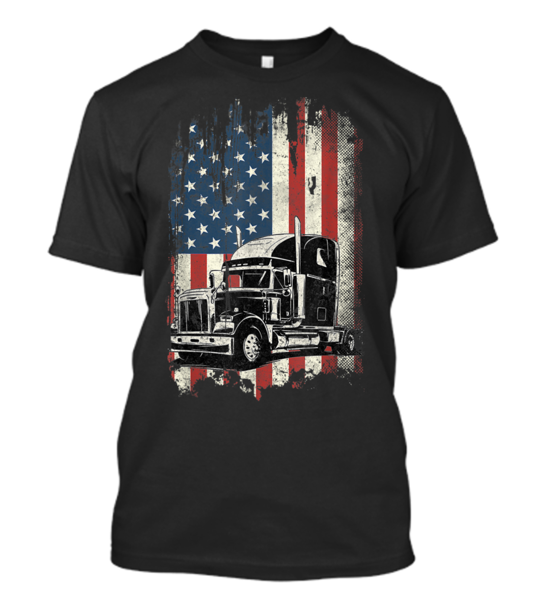 American Flag Semi Truck USA T-Shirt