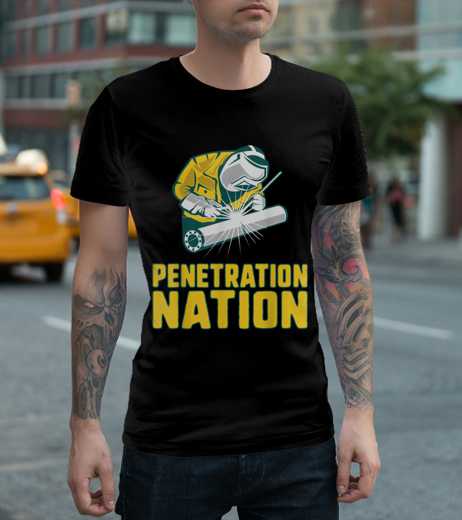 Welder Penetration Nation Welding Torch Icon Welding Mask Bright Sparks T-Shirt