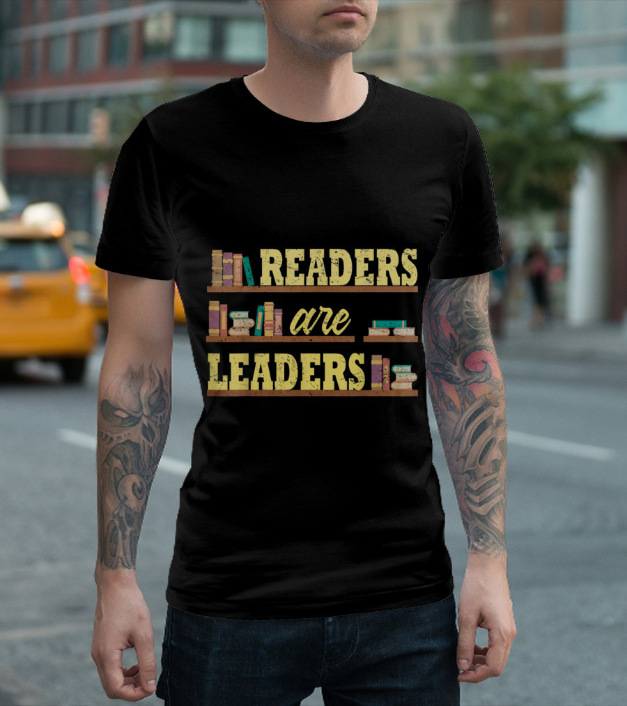 Readers Are Leaders Bookshelf Theme Reading Enthusiast T-Shirt