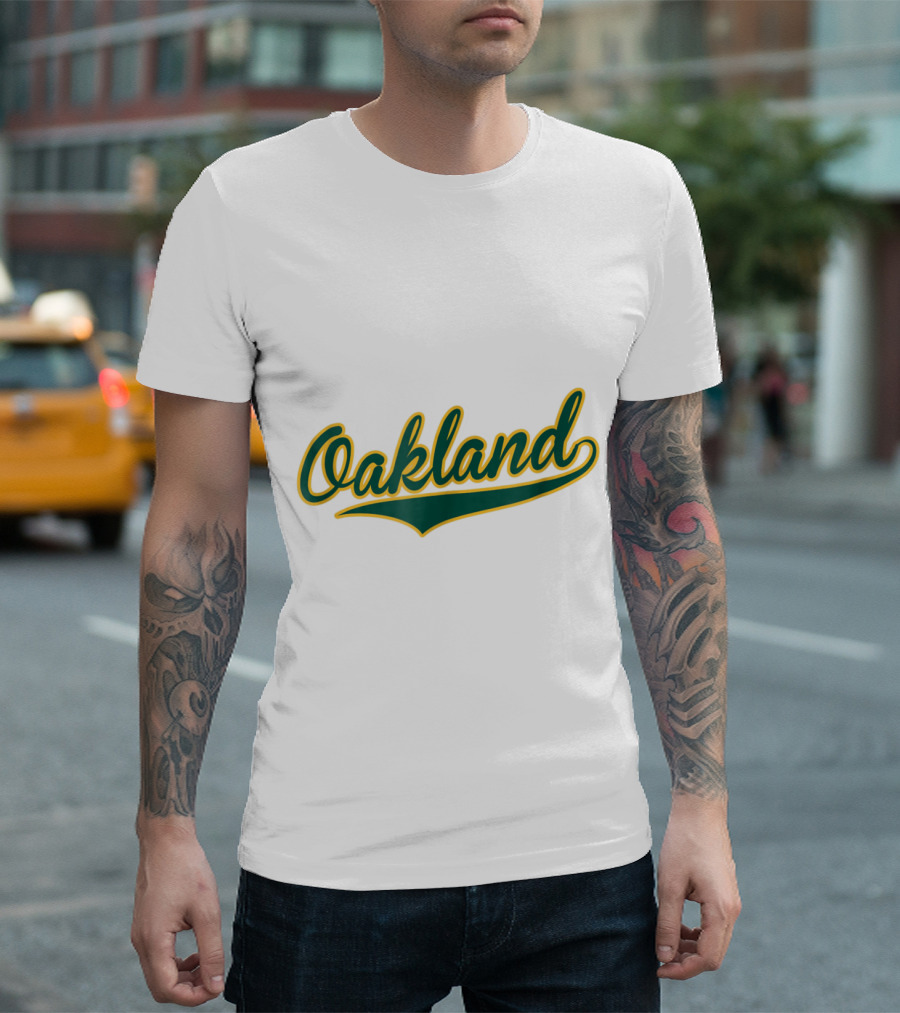Oakland Baseball Green and Gold Script T-Shirt