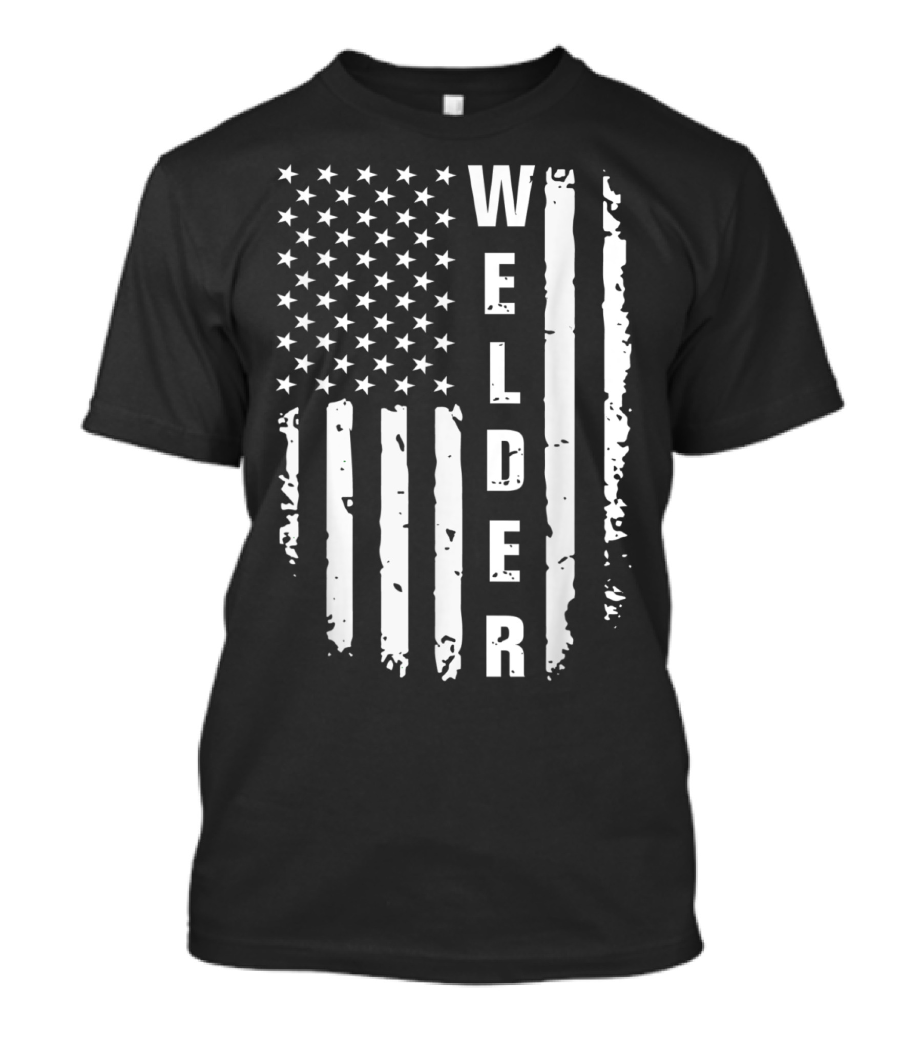 Vintage American Flag Vertical Welder Text Patriotic T-Shirt
