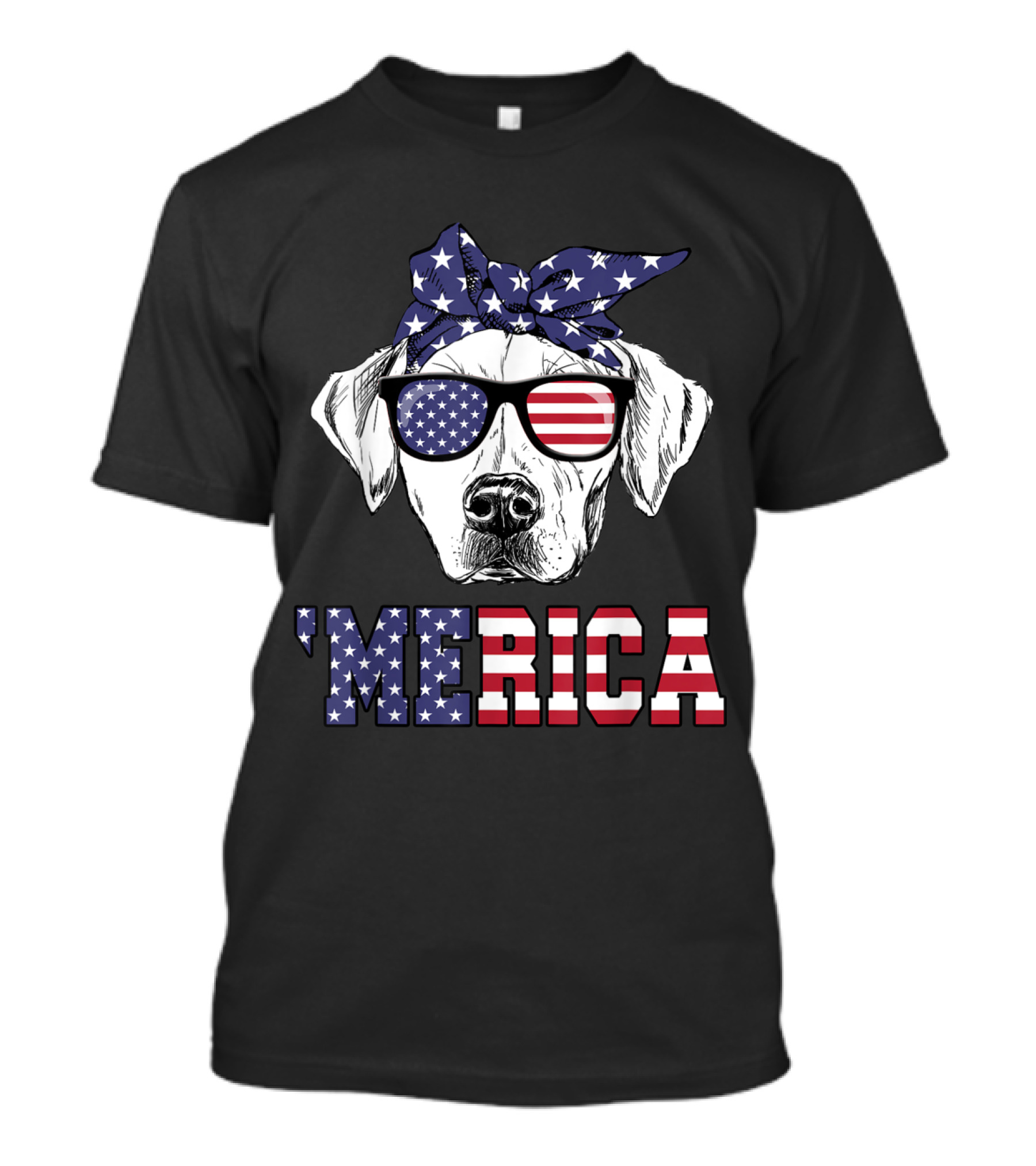 Labrador Retriever 'Merica Flag Bandana Sunglasses T-Shirt
