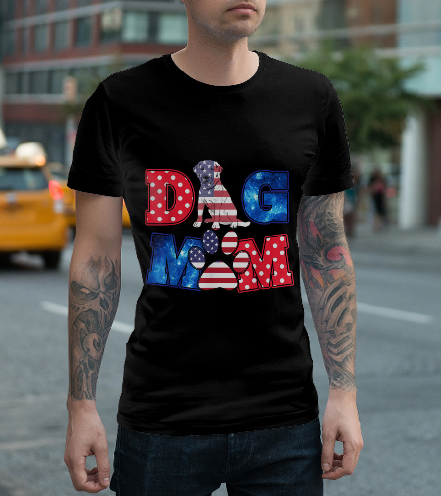 Labrador Retriever Dog Mom American Flag Patriotic Paw T-Shirt