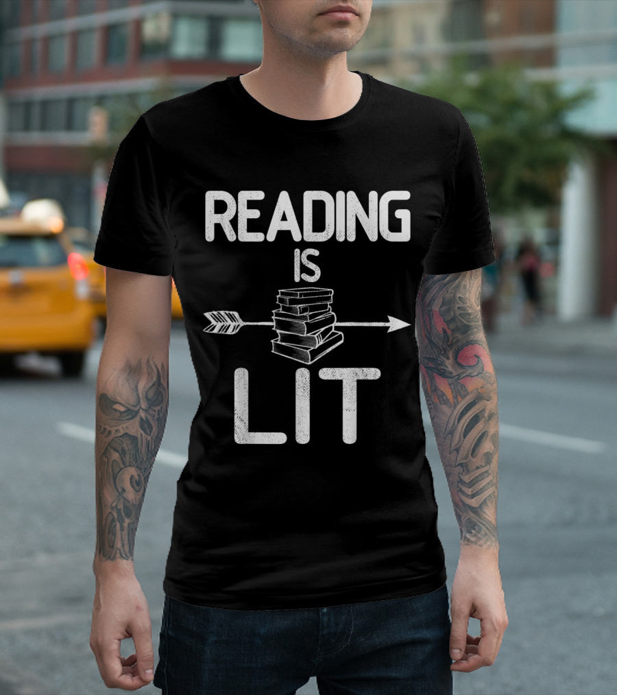 Reading Is Lit Books Arrow T-Shirt