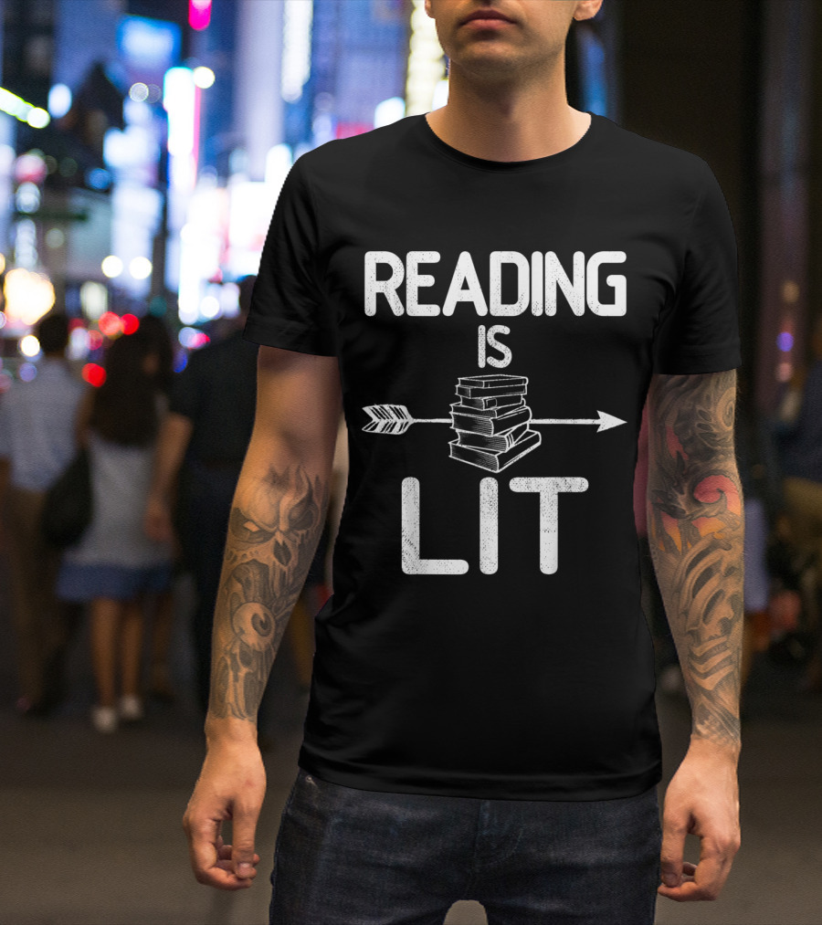 Reading Is Lit Books Arrow T-Shirt