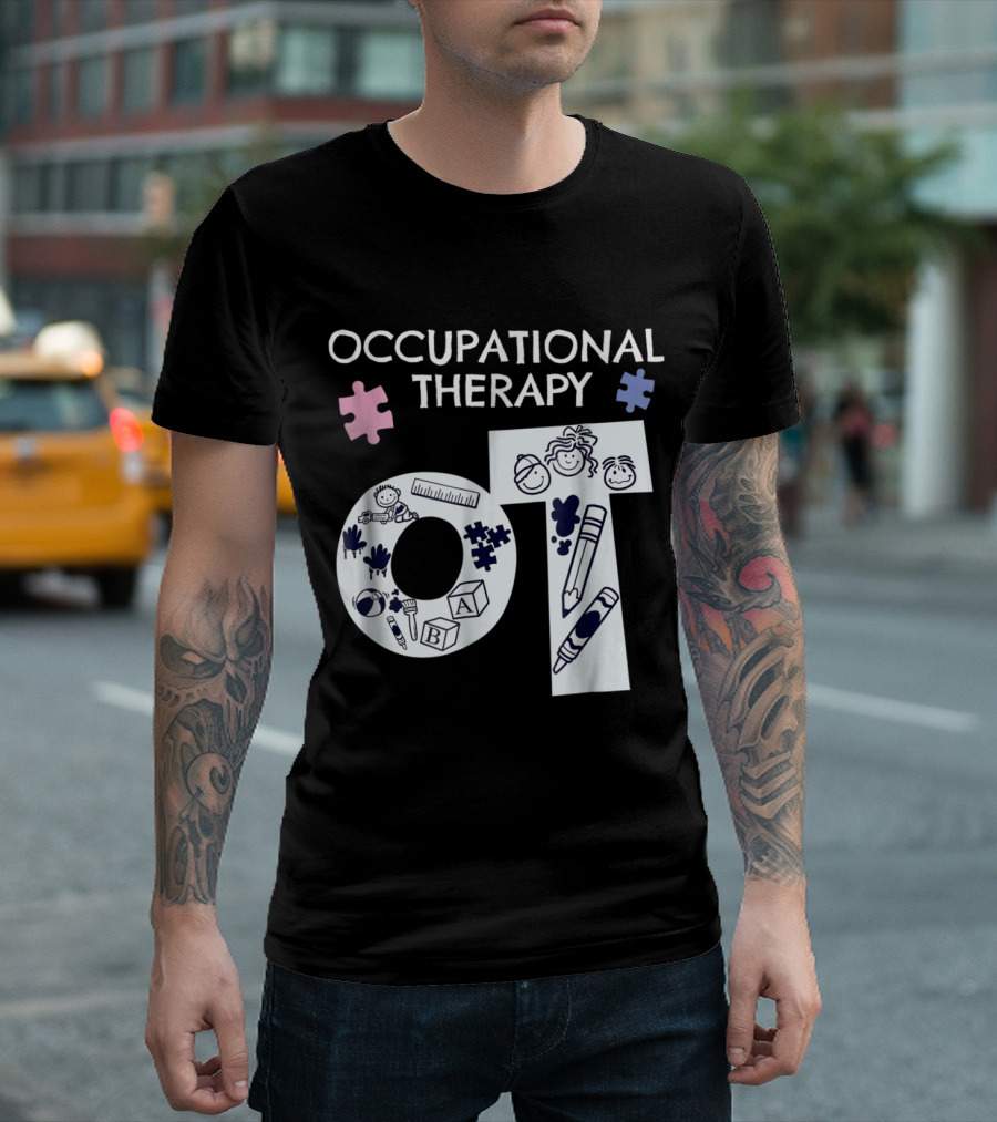 Occupational Therapy OT Puzzle Pieces and Playful Graphics T-Shirt